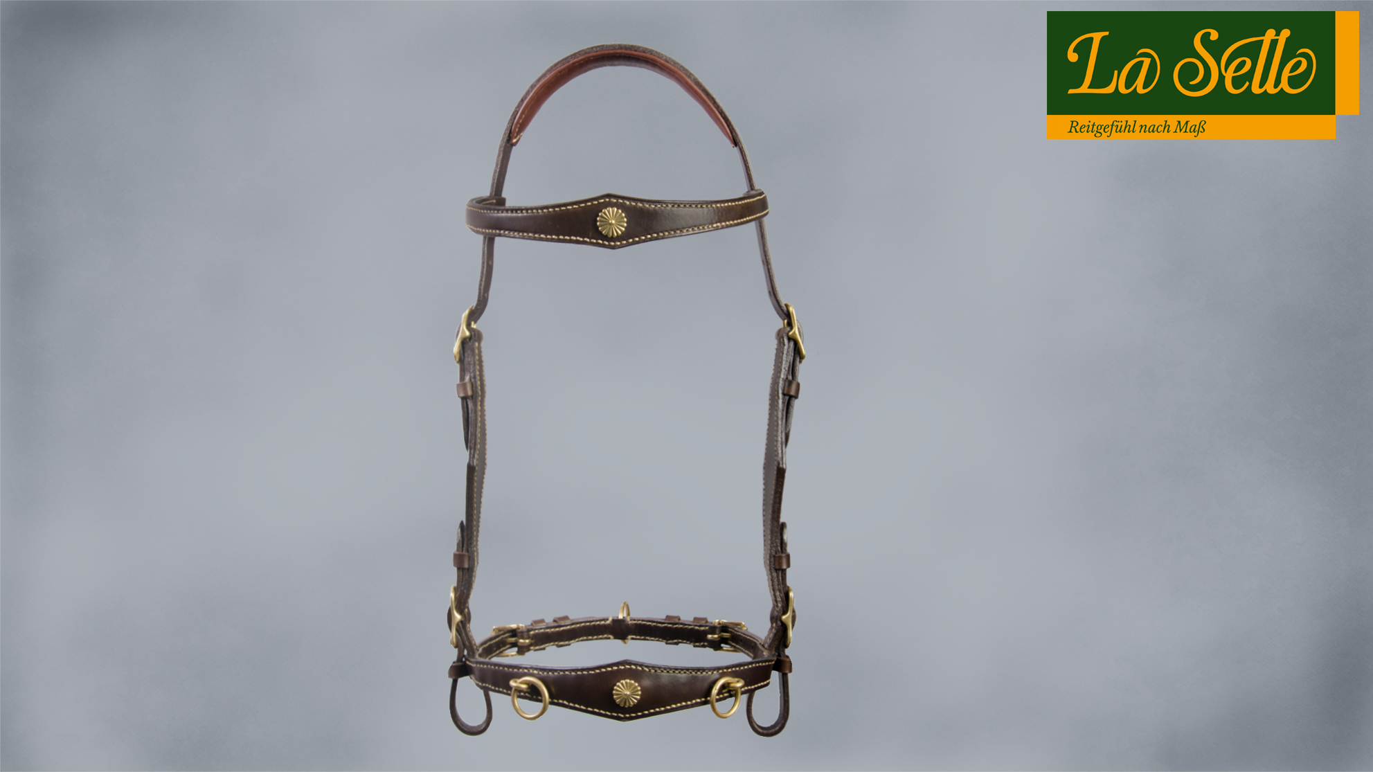 Zaum m. Nasenkette v.vorn groß mit Logo
