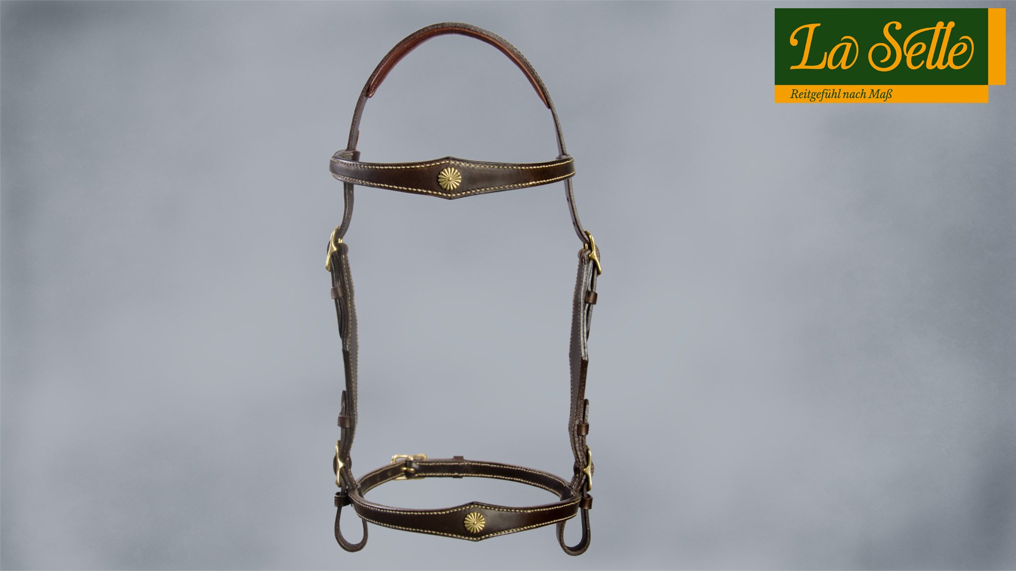 Zaum m.Nasenband o.Kettem.Zierniete groß mit Logo 4
